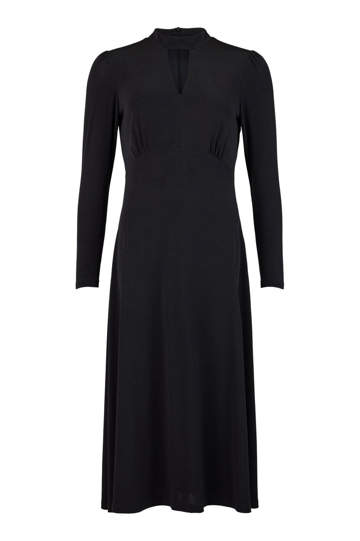 Tia 78878 Black Sleeved High Waisted A Line Dress