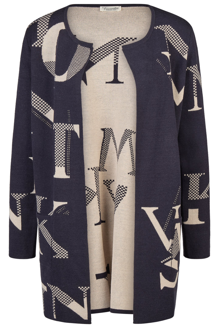Barbara Lebek 36820052 Navy Taupe Long Line Cardi