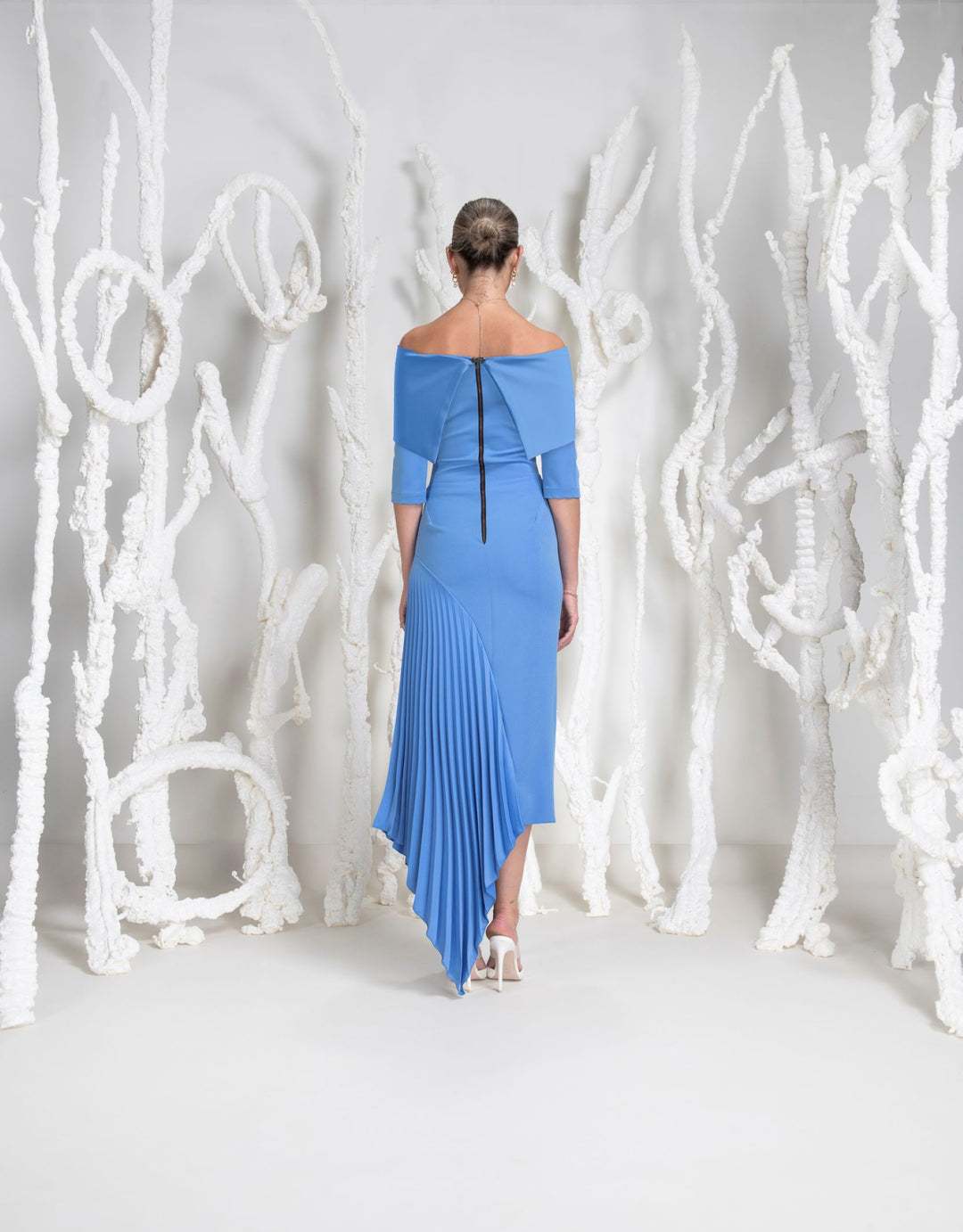 Kevan Jon Keira Cornflower Blue Pleat Dress