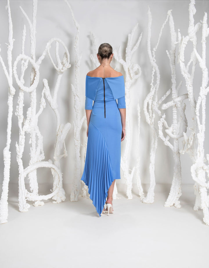 Kevan Jon Keira Cornflower Blue Pleat Dress