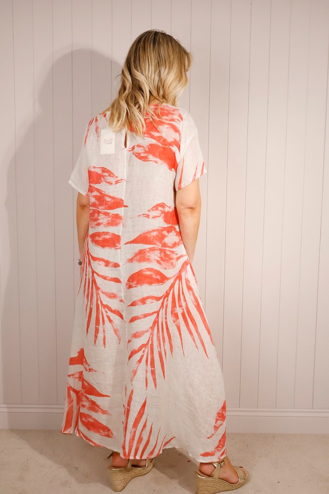 Goose Island 5578 Coral Cotton Mix Leaf Dress