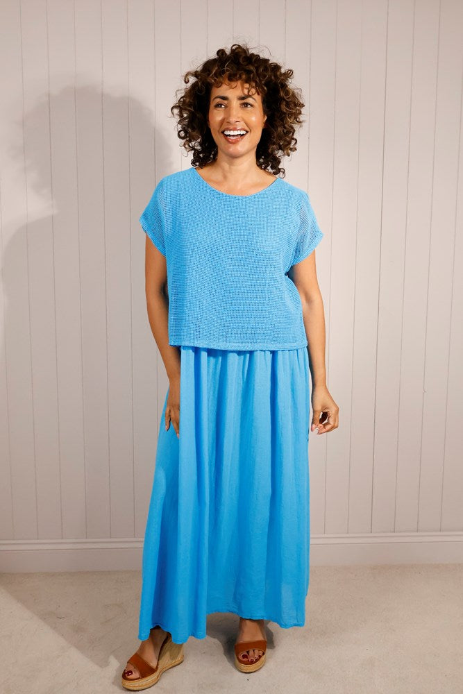 Goose Island 5628 Turquoise Cotton Layered Dress