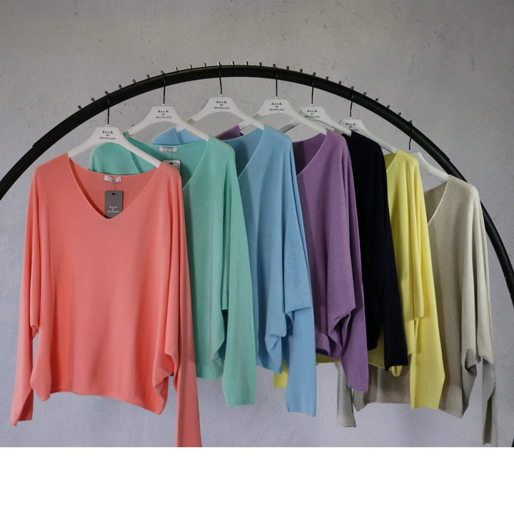 Deck 601 Bant Wing Super Soft V Neck Jumper AQUA