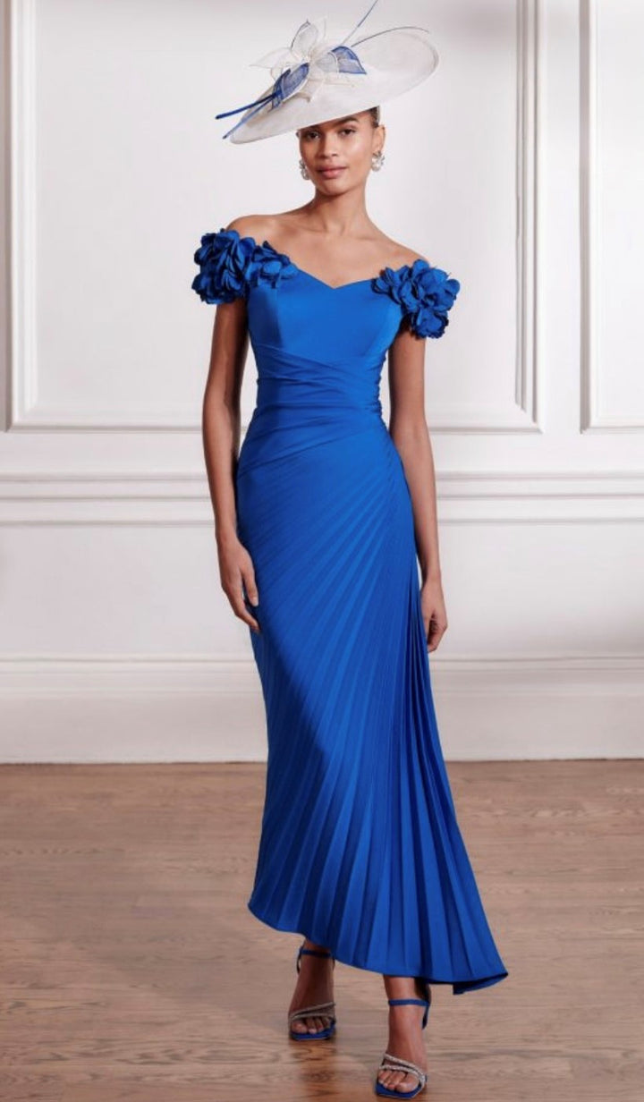John Charles 66685 Peacock Off The Shoulder Occasion Dress