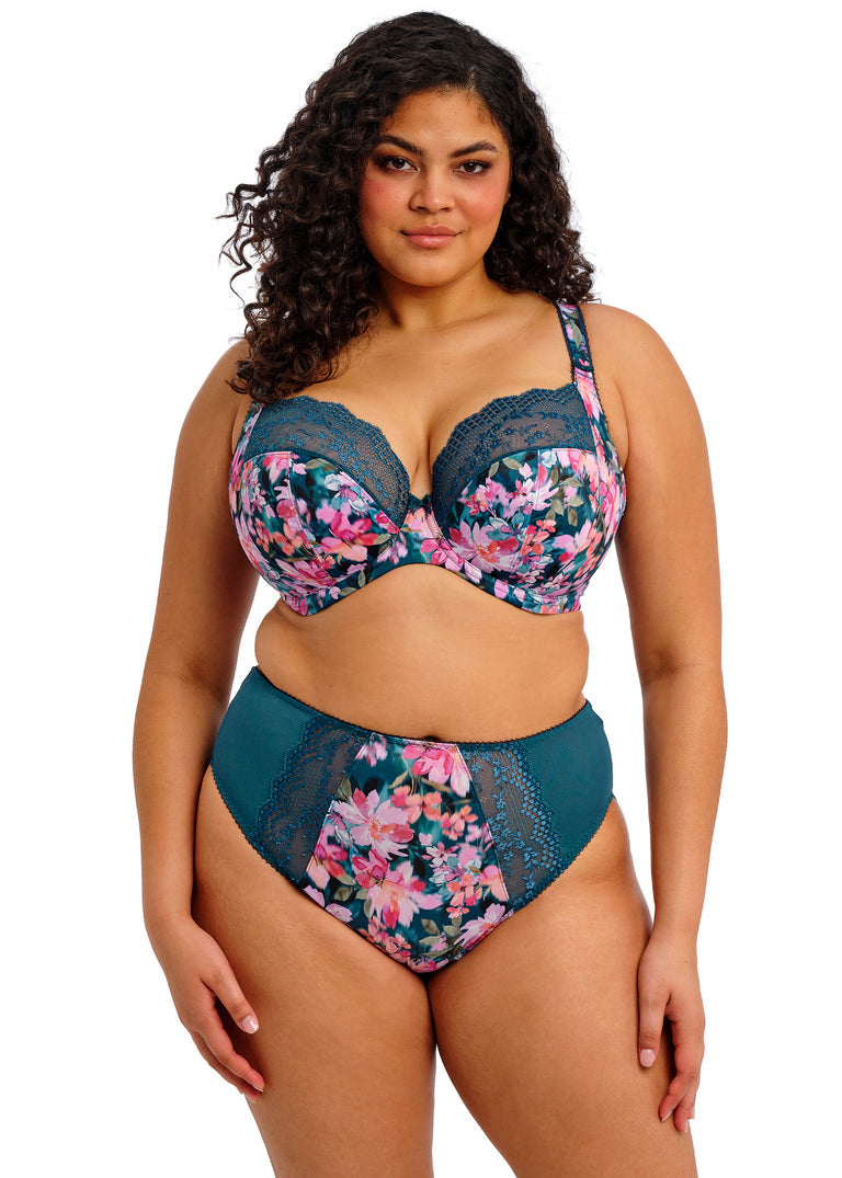 Elomi EL4498TOL  Lucie Teal Floral High Leg Full Brief