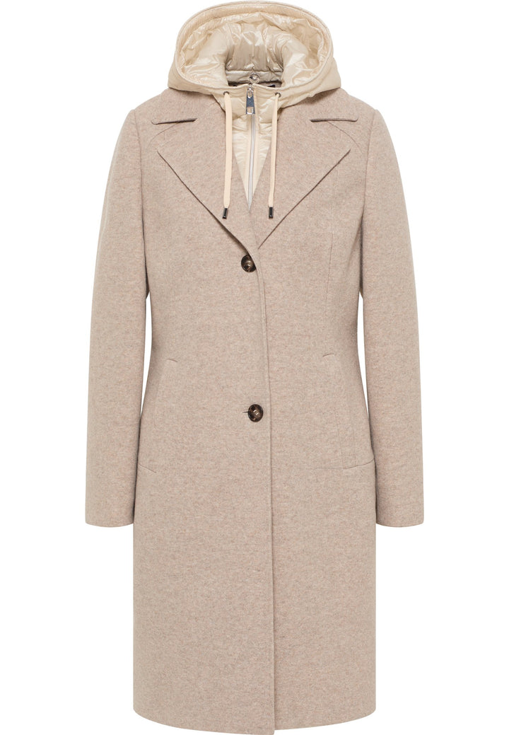 Barbara Lebek 30160032 Silver Woolen Coat With Hood
