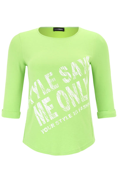 Doris Streich 365 100 Lime Green Motif Top - Rouge Boutique