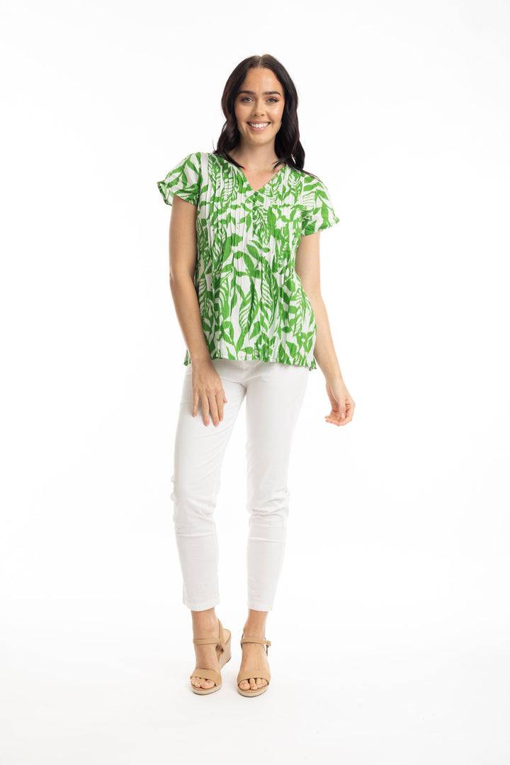 Orientique 42115 Hayman Green Pleated Top