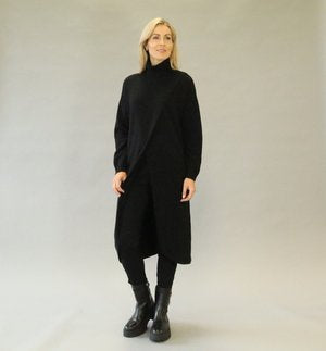 Deck by Decollage 23118 Black Polo Neck Soft Knit Jumper Dress