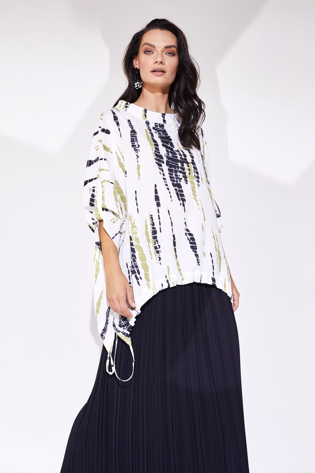 Naya NAS24130 High Neck Top White and Olive