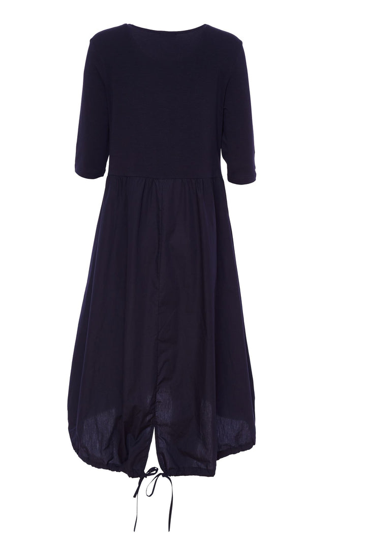 Naya NAS24134 Navy Cotton Dress with contrast panel