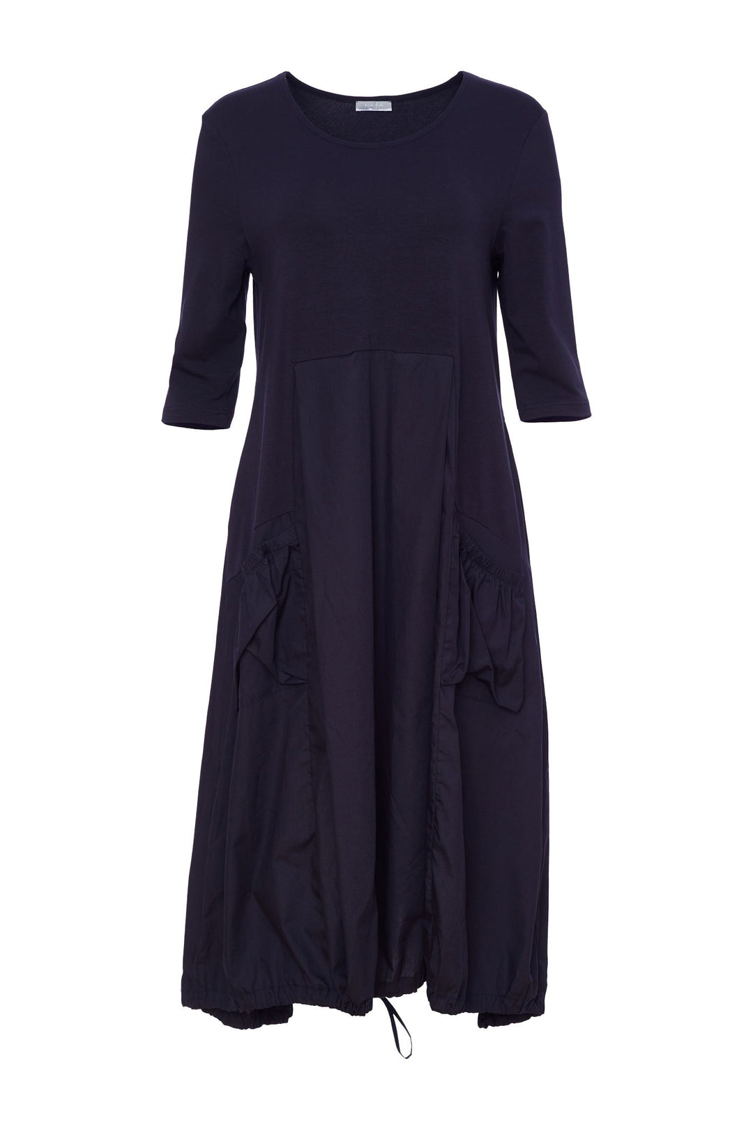 Naya NAS24134 Navy Cotton Dress with contrast panel