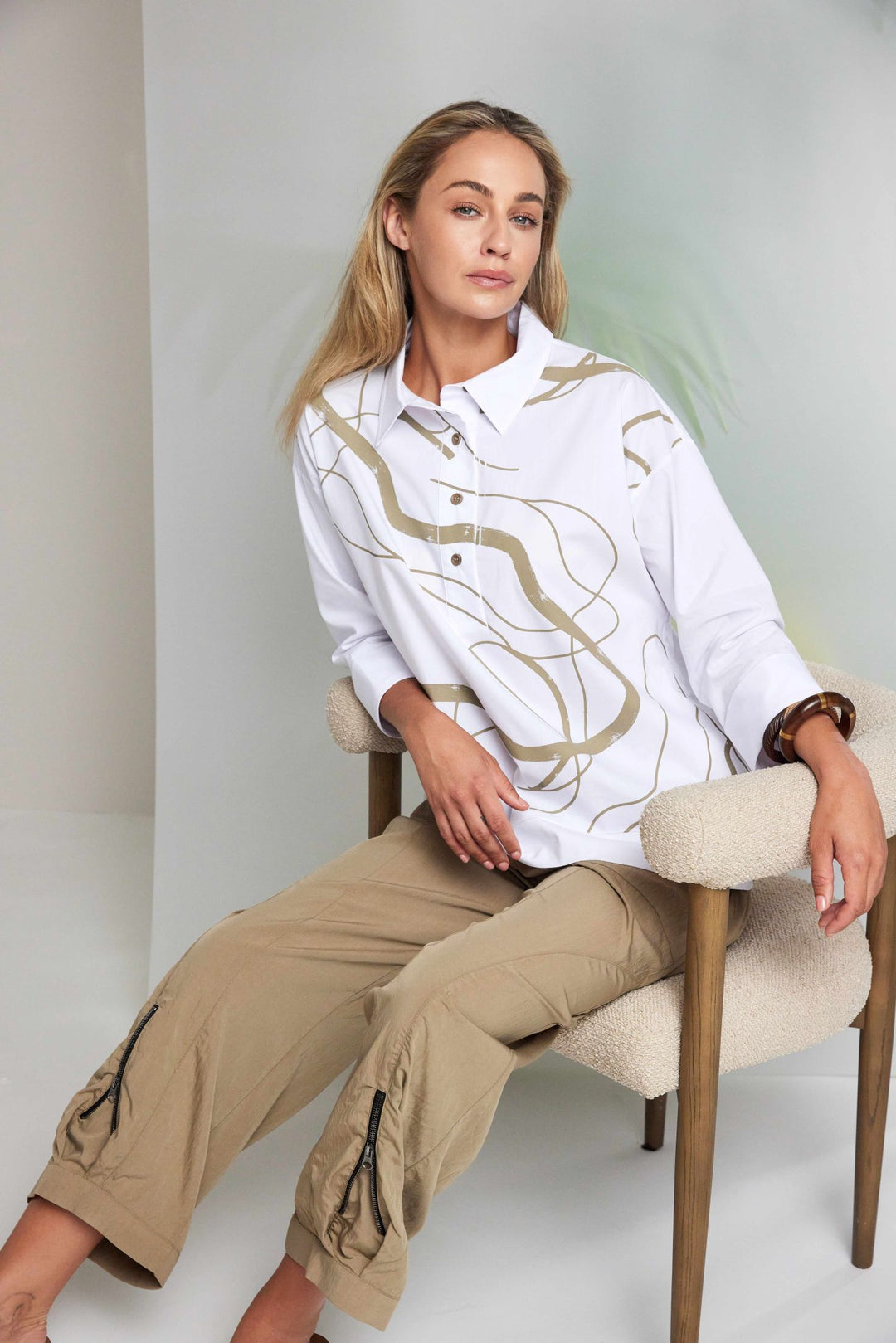 Naya NAS26222 75 Brown Wide Leg Zip Hem Trousers