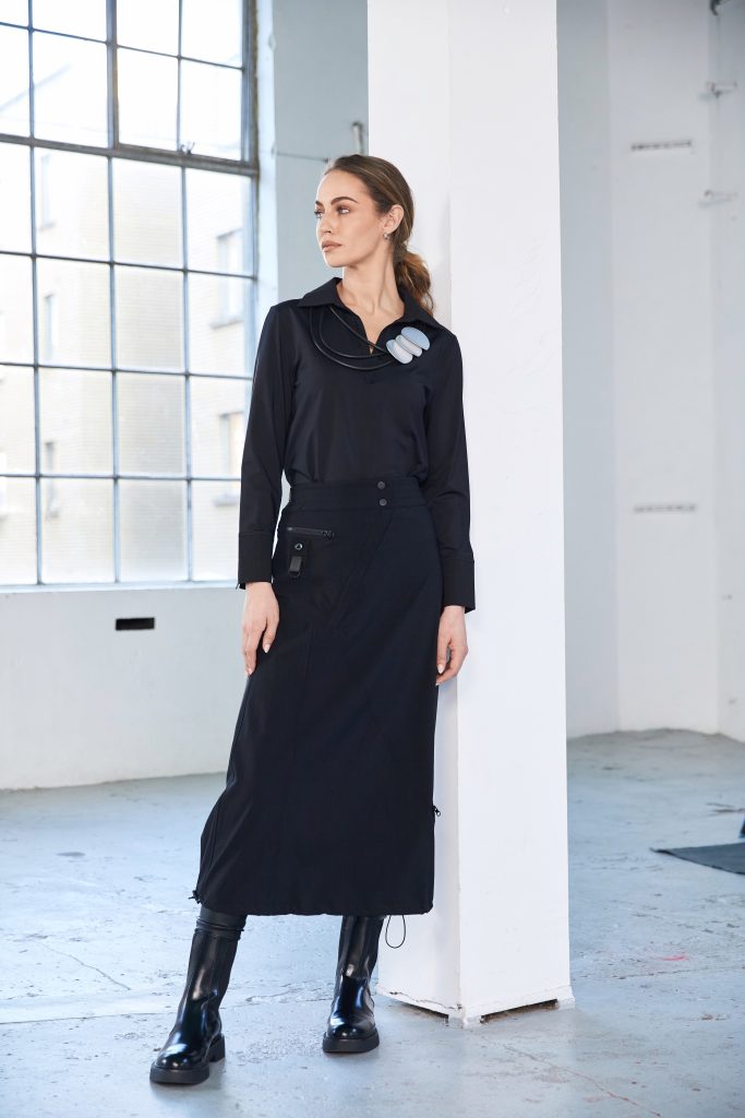 Naya NAW25345 Panelled Skirt with Stud Waist