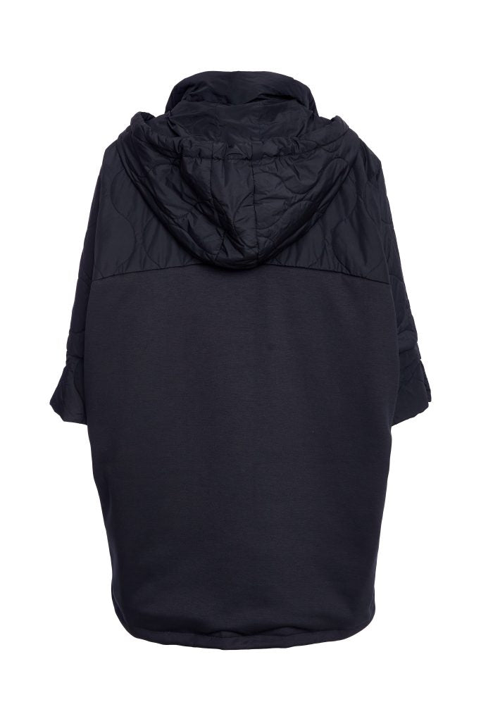 Naya NAW25135 Black Shirt Hem Hooded Coat 09
