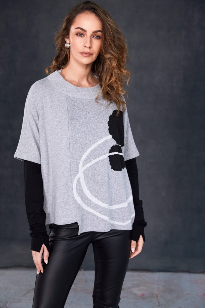 Naya NAW25167 Grey Circle Pattern Short Sleeve Jumper 85