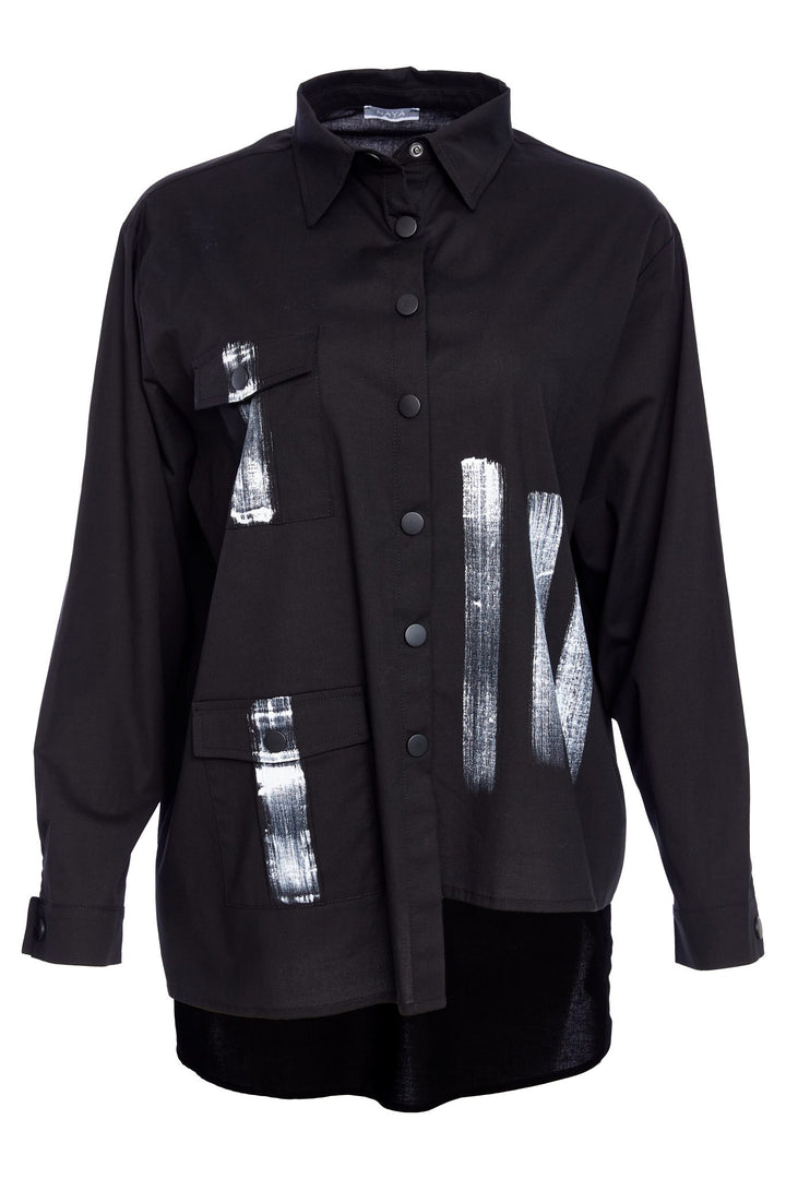 Naya NAW25183 Black Grey Paint Print Shirt 901