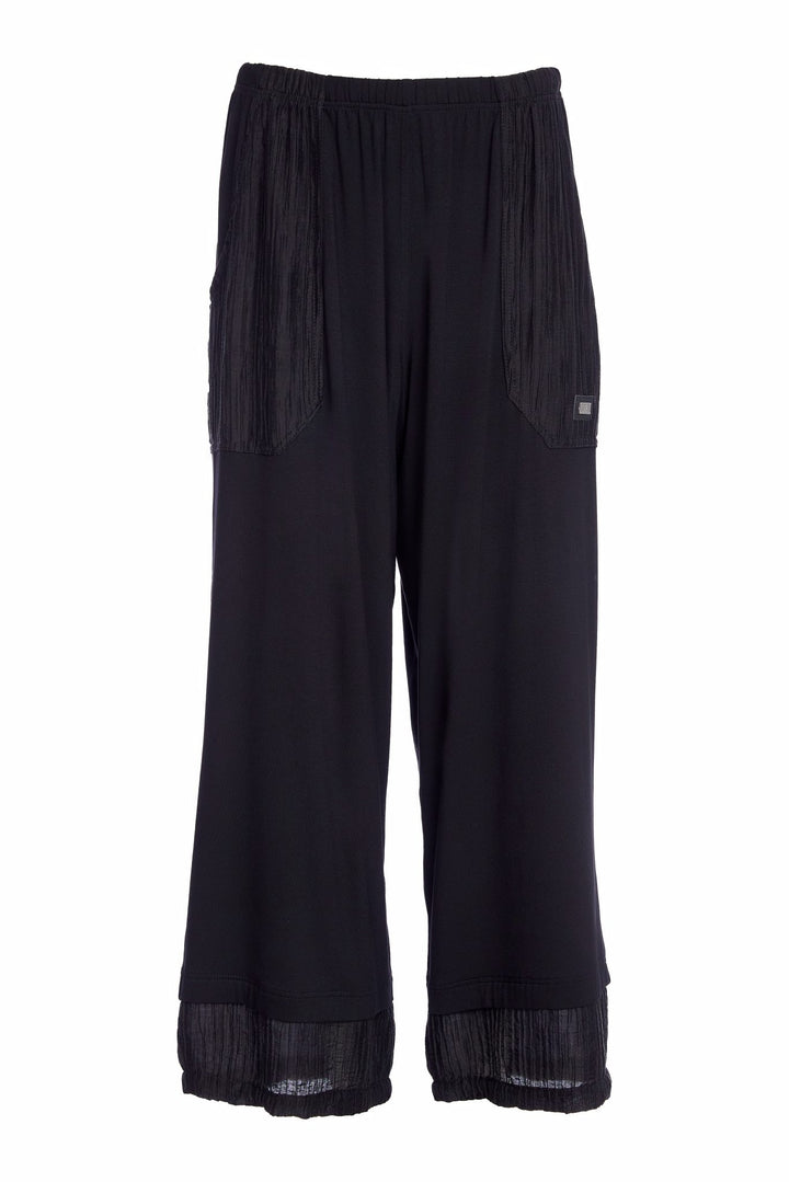Naya NAW25223 Black Wide Leg Crinkle Panel Trousers 09