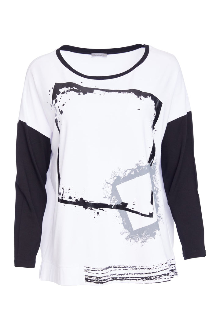 Naya NAW25307 Grey Black Cube print Long Sleeve Top 109