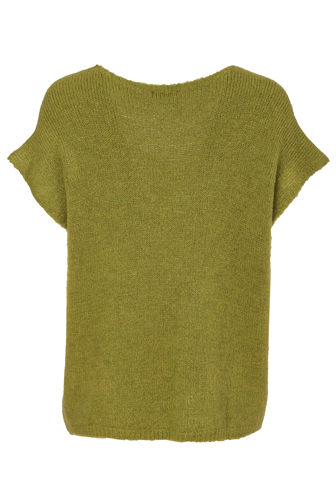 Naya Avocado Green Vee Neck Soft Knit With Extended Shoulder, flat lay