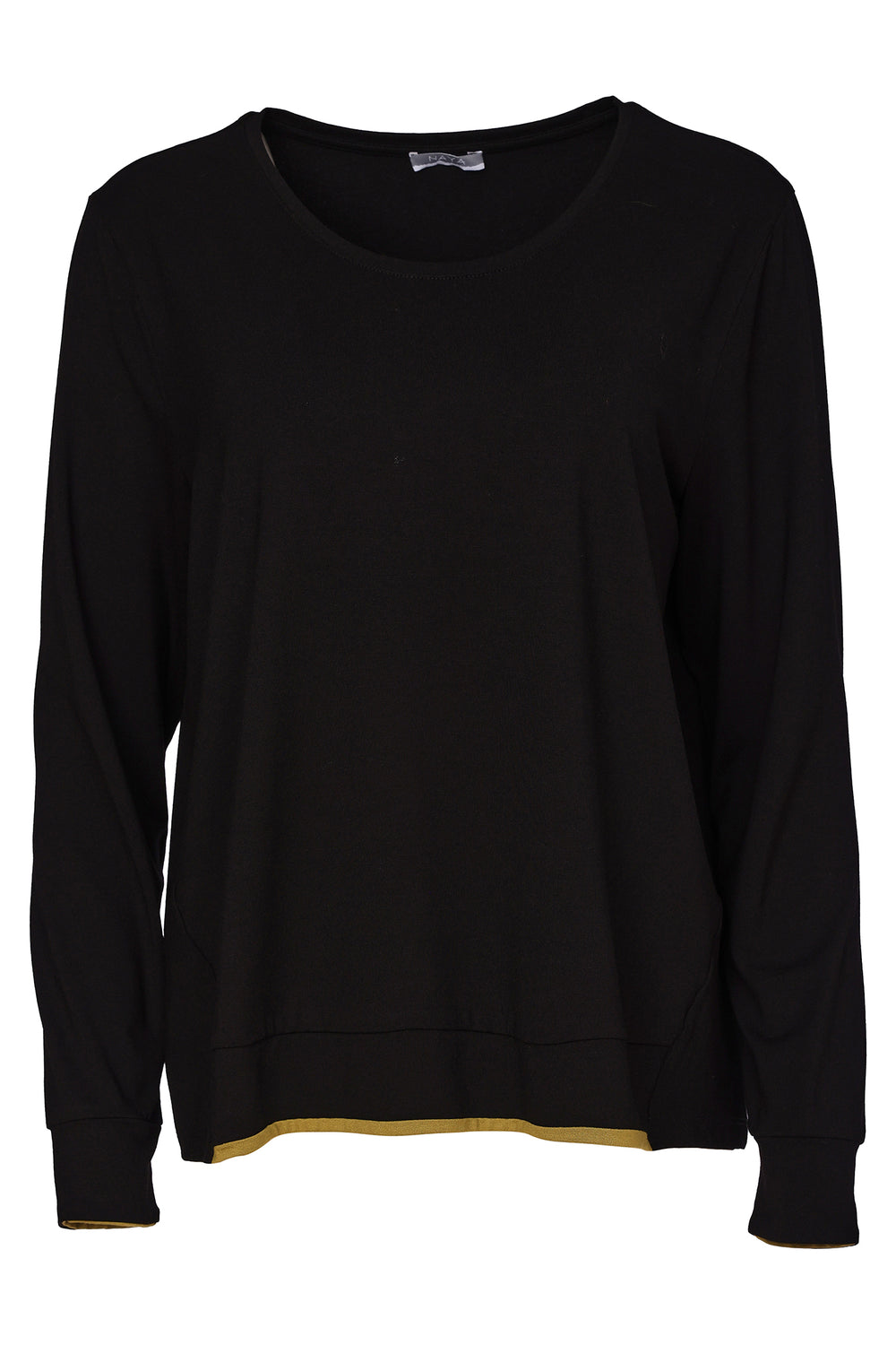 Naya Black Avocado Green Placement Print Top, detail