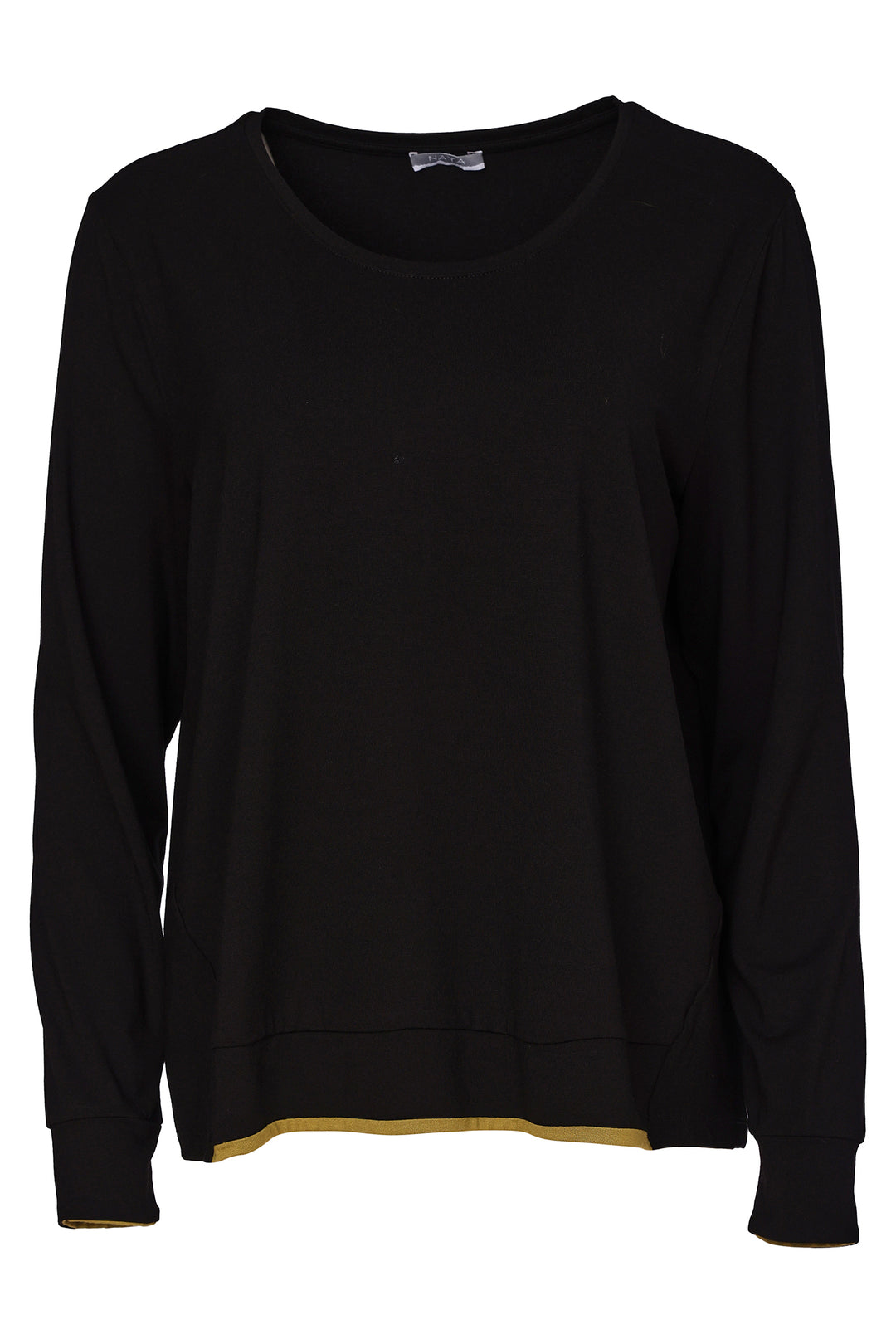 Naya Black Avocado Green Placement Print Top, detail