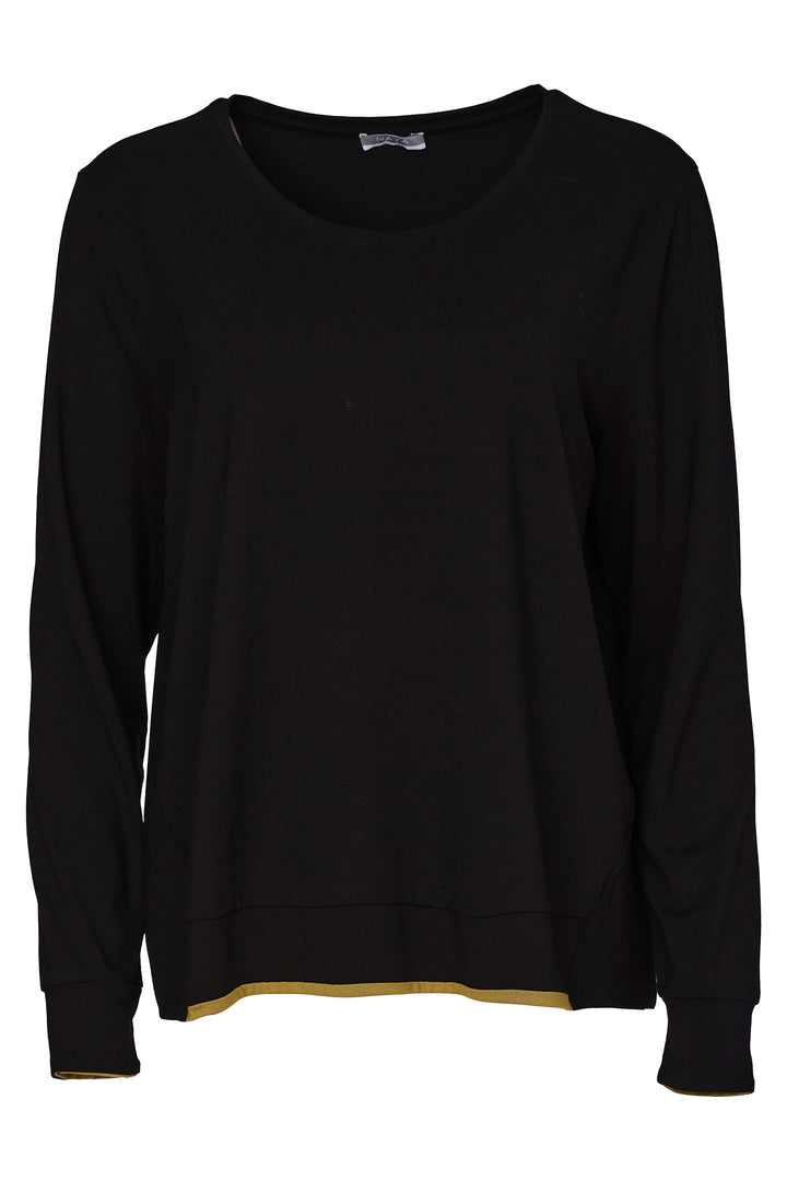 Naya Black Avocado Green Placement Print Top, detail