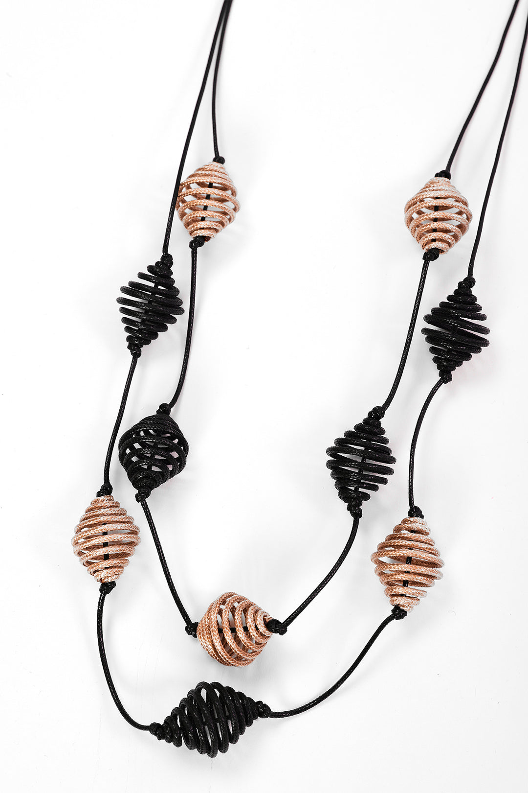 Naya Black/Winter White Two Tone Spiral Necklace, styled