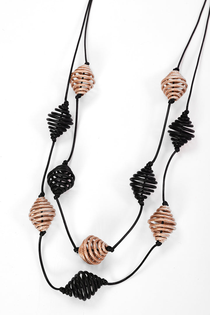 Naya Black/Winter White Two Tone Spiral Necklace, styled