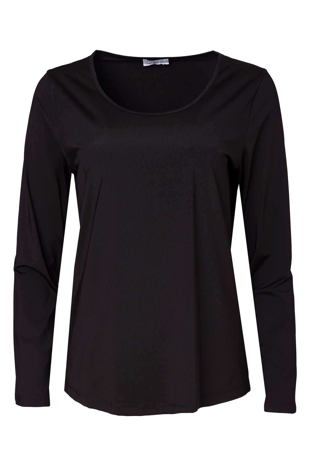 Naya Black Basic Jersey Long Sleeve Top, front