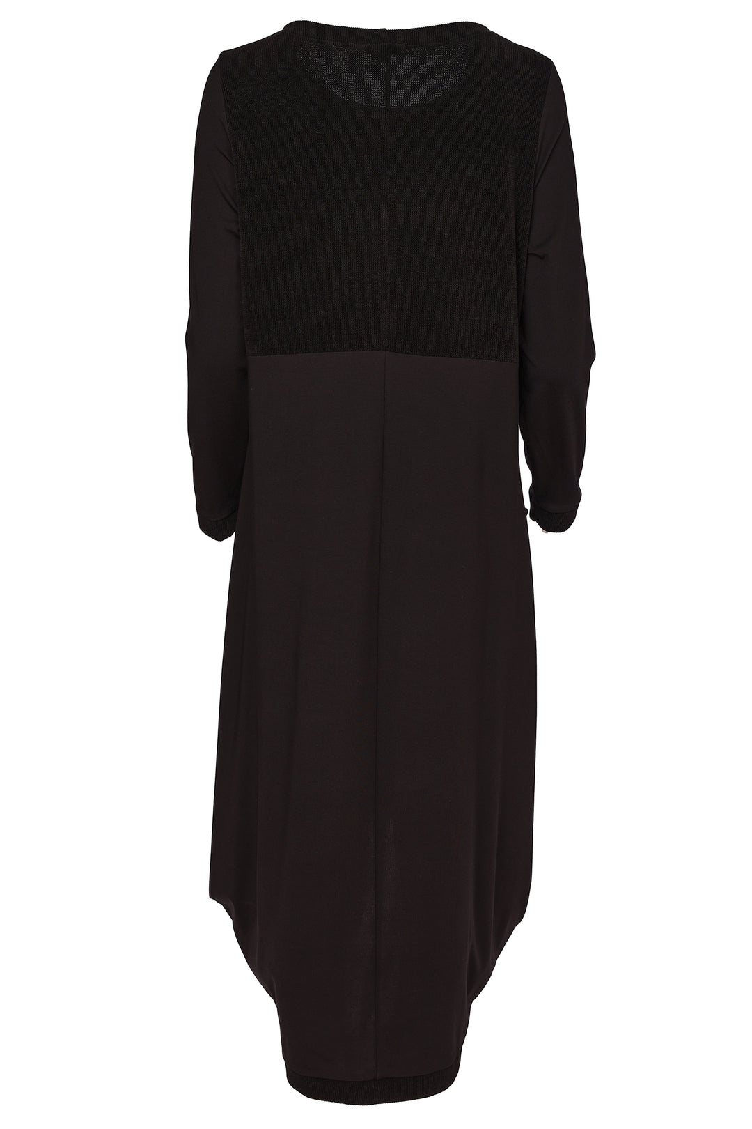 Naya Black/Black Scoop Hem Dress With Corded Top Panel, flat lay