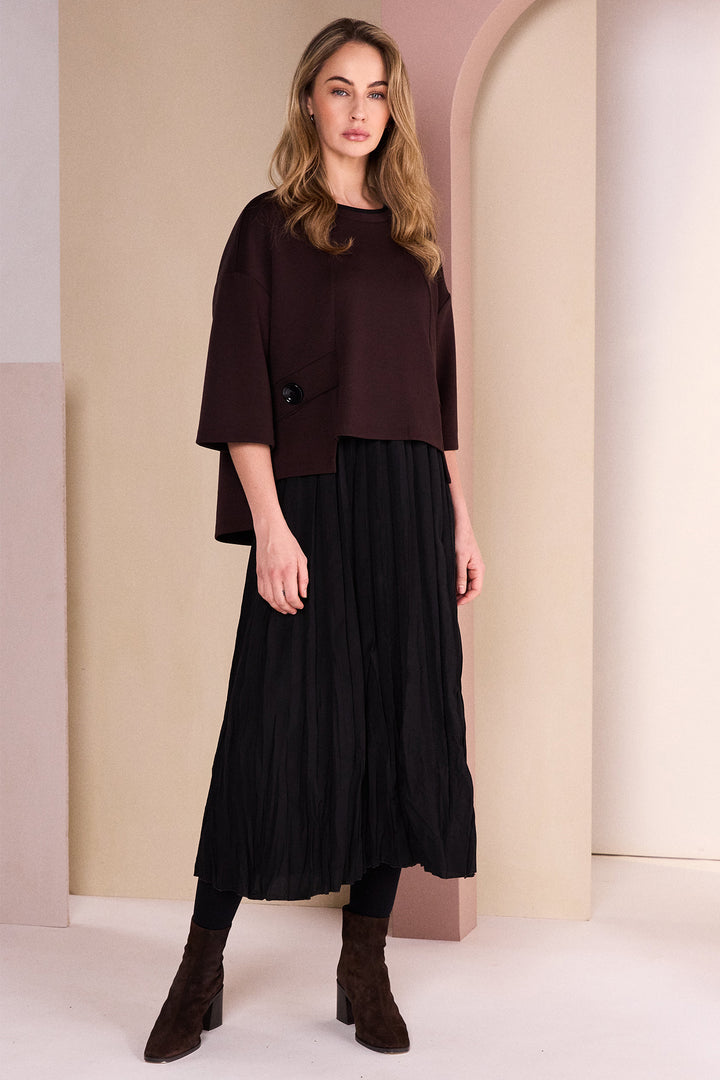 Naya Black/Choko Brown Two Piece Crushed Dress With Overtop, back