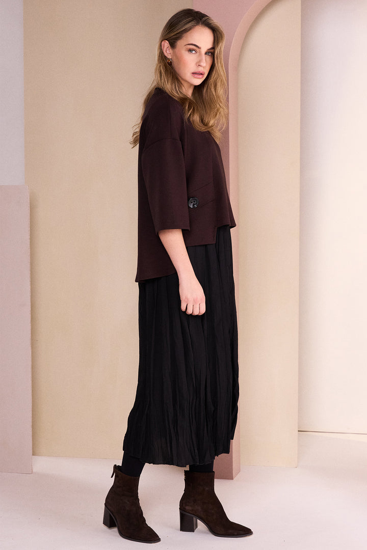 Naya Black/Choko Brown Two Piece Crushed Dress With Overtop, detail