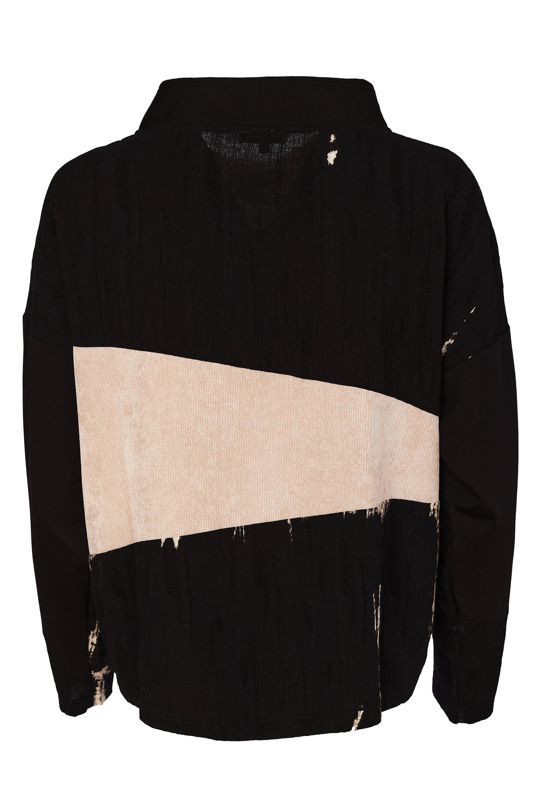 Naya Black Stone Beige High Neck Top With Corded Angle Section, detail