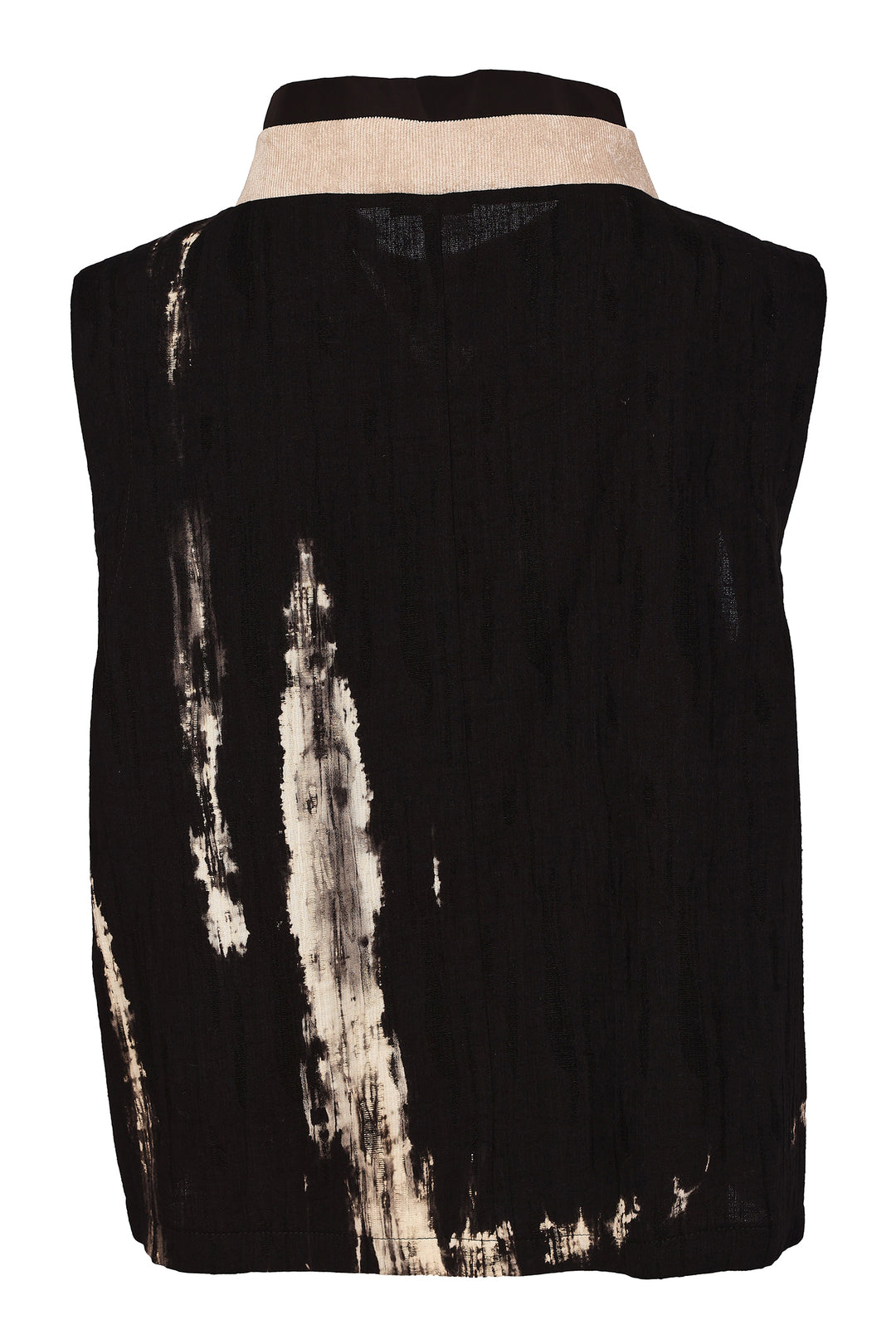 Naya Black Stone Beige Sleeveless Placement Print Top, flat lay