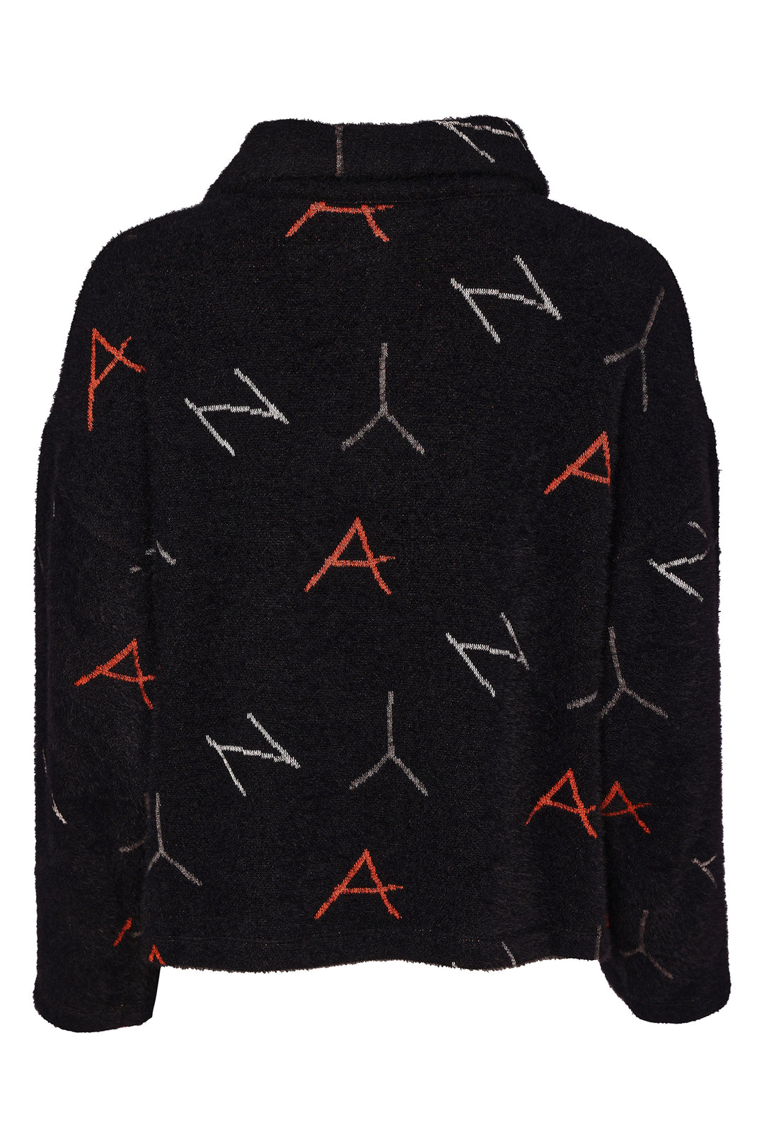 Naya Black Tigerlily Orange Knit Print Jacquard Jacket With Hood, flat lay