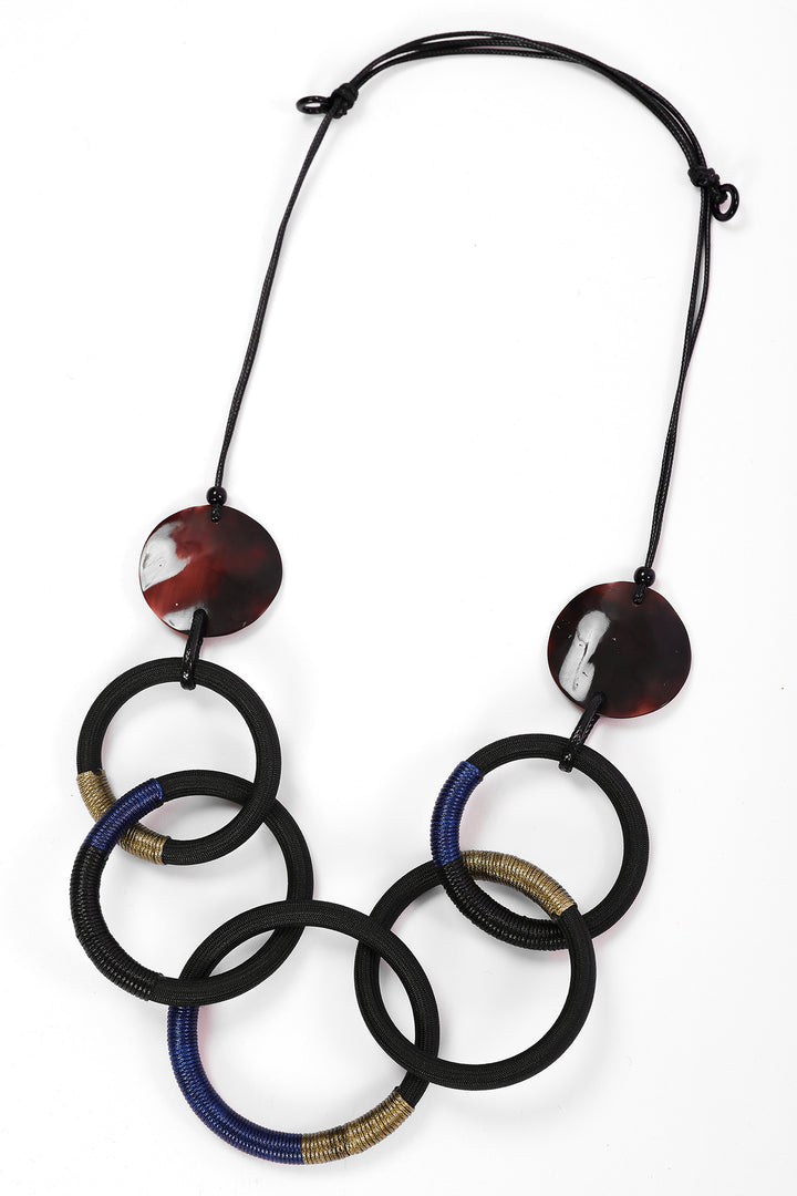 Naya Brown Leather Look Animal Loop Necklace, front