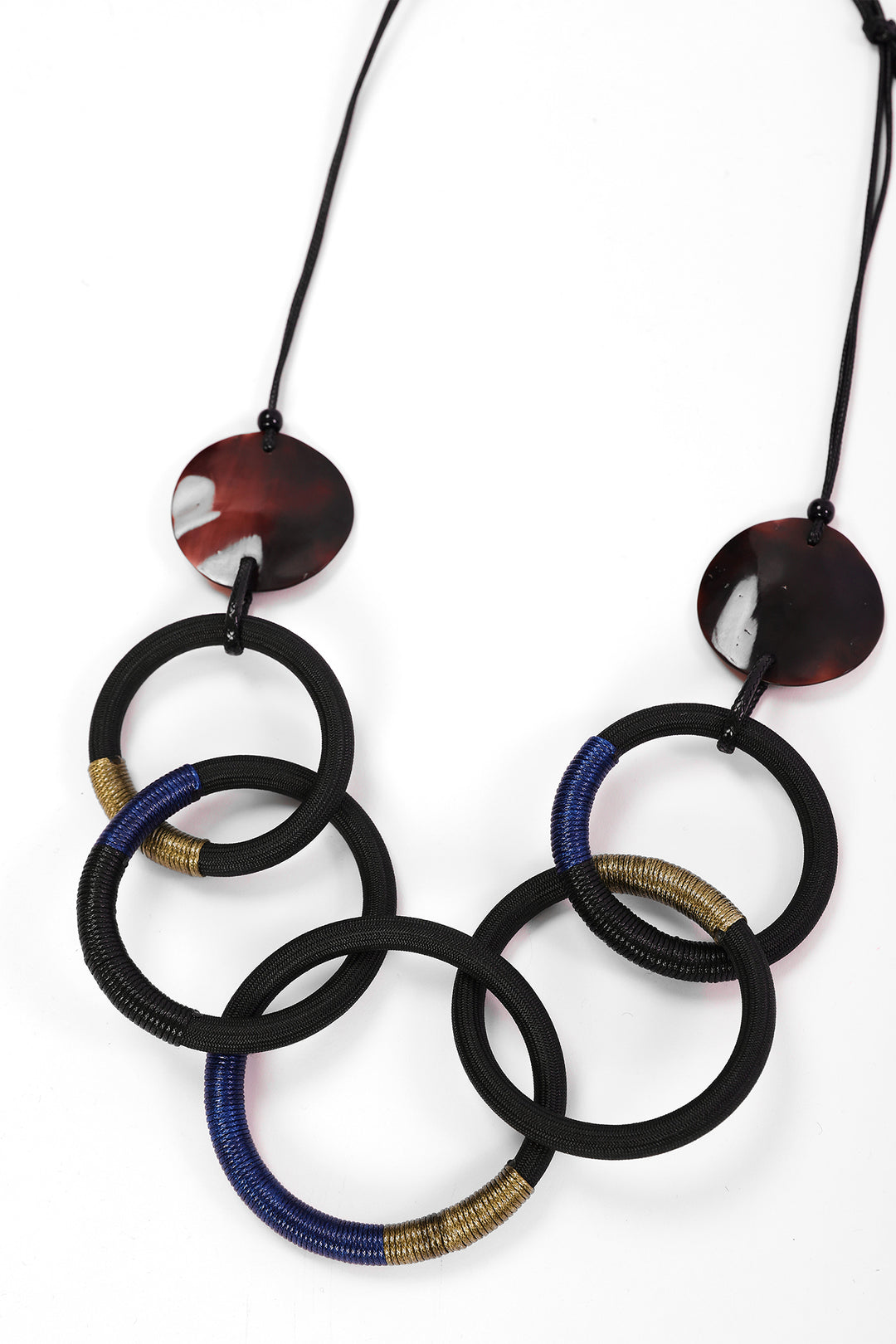 Naya Brown Leather Look Animal Loop Necklace, detail