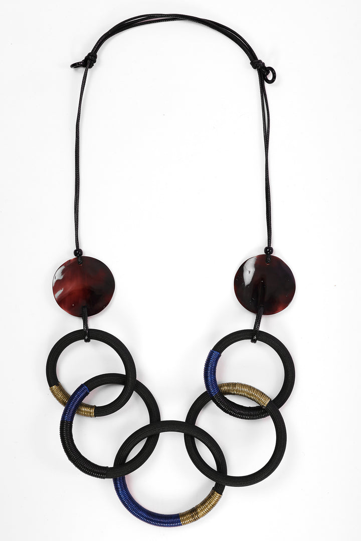 Naya Brown Leather Look Animal Loop Necklace, styled