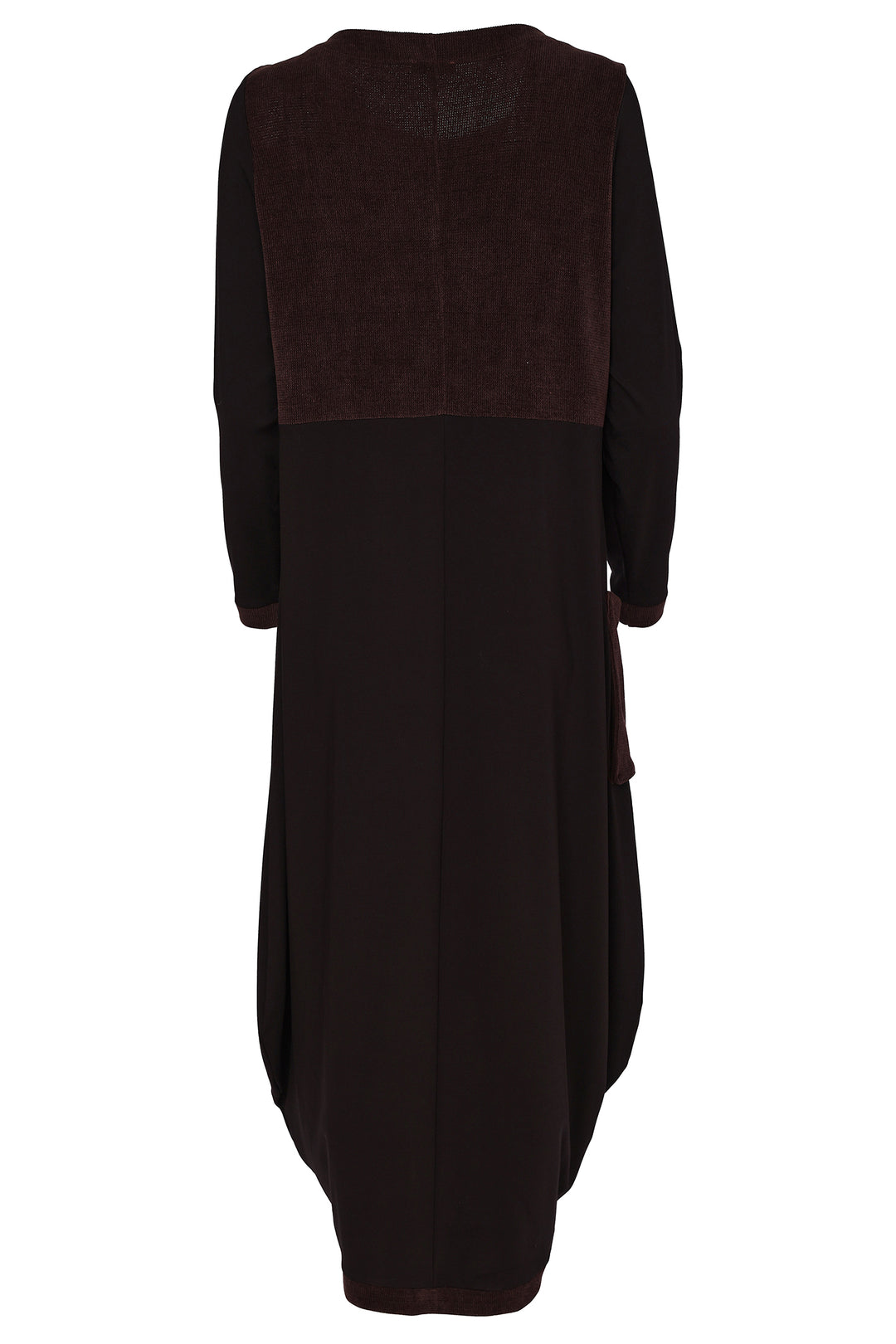 Naya Choko Brown/Black Scoop Hem Dress, styled