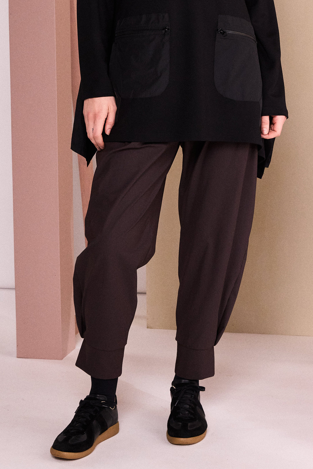 Naya Choko Brown Cuff Trousers, front