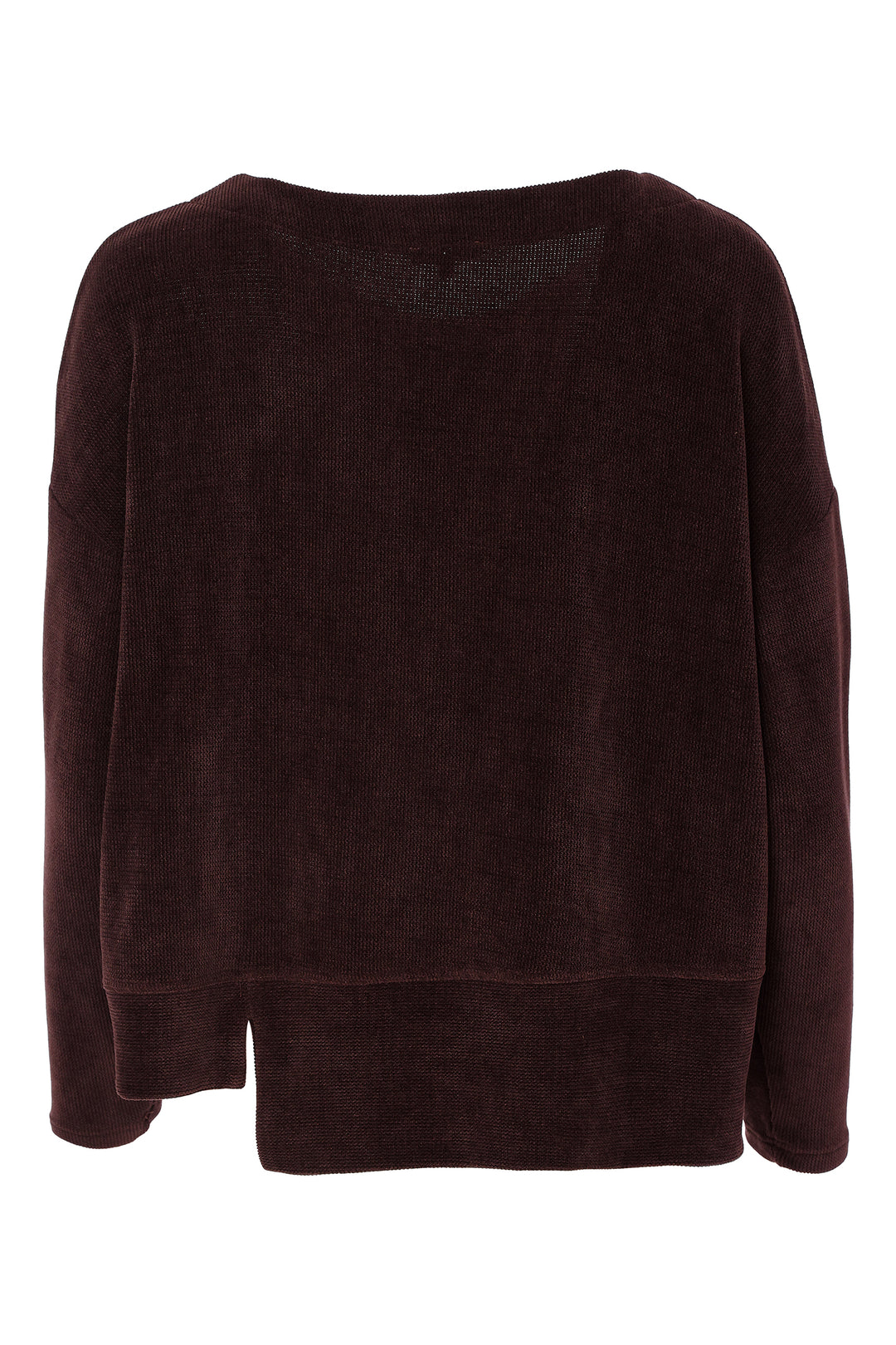 Naya Choko Brown Ribbed Round Neck Top, flat lay