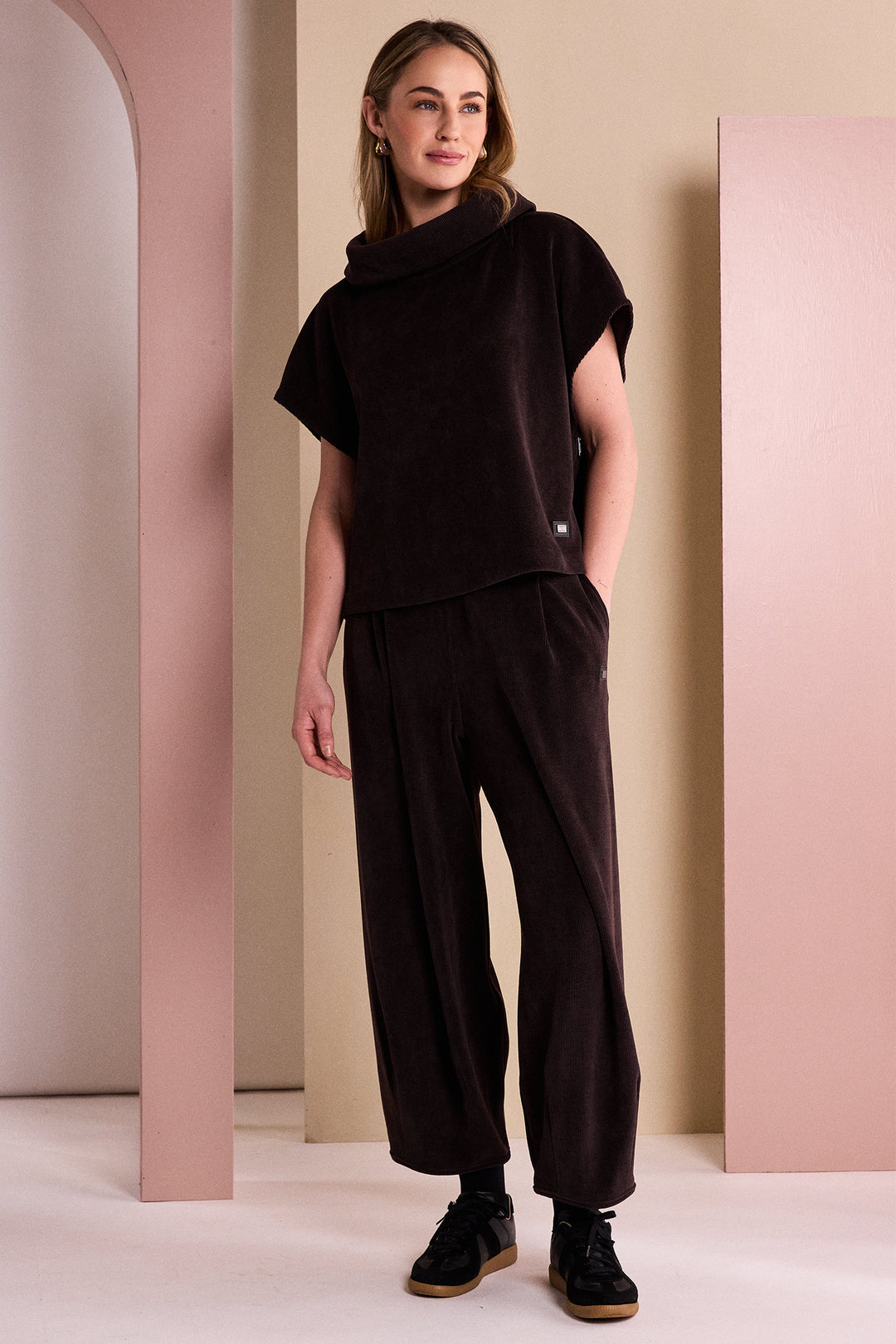 Naya Choko Brown Soft Cord Trouser, detail