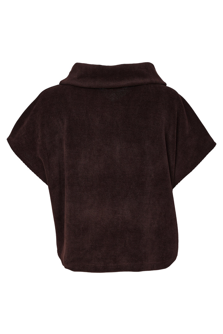 Naya Choko Brown Soft Ribbed Cowl Neck Top, back