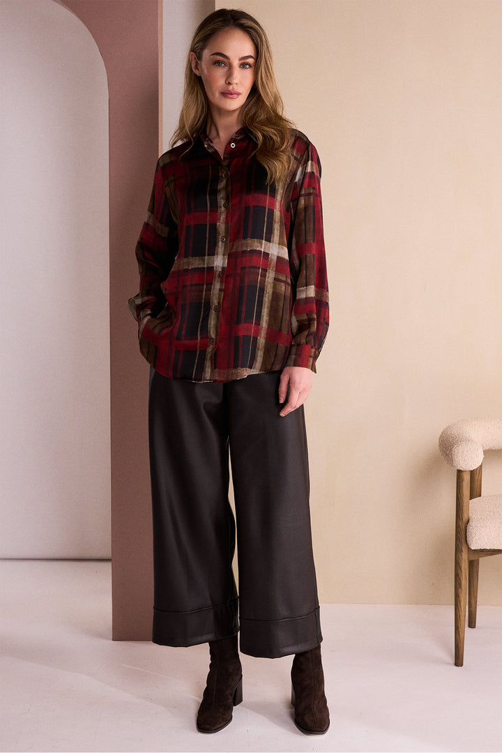 Naya Clove Orange Check Organza Button Through Shirt, back