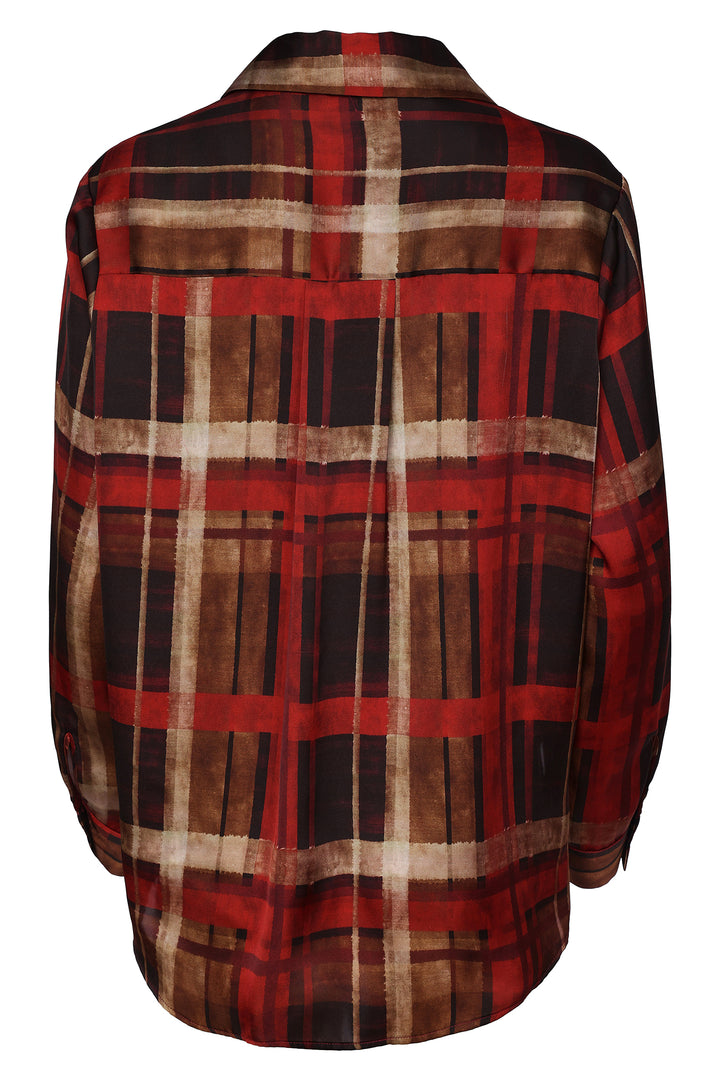Naya Clove Orange Check Organza Button Through Shirt, styled