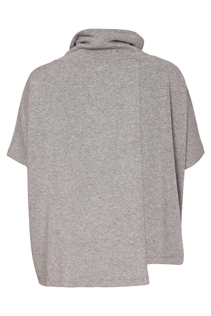 Naya Silver/Black Brush Stroke Print Square Shape High Neck Top, close-up