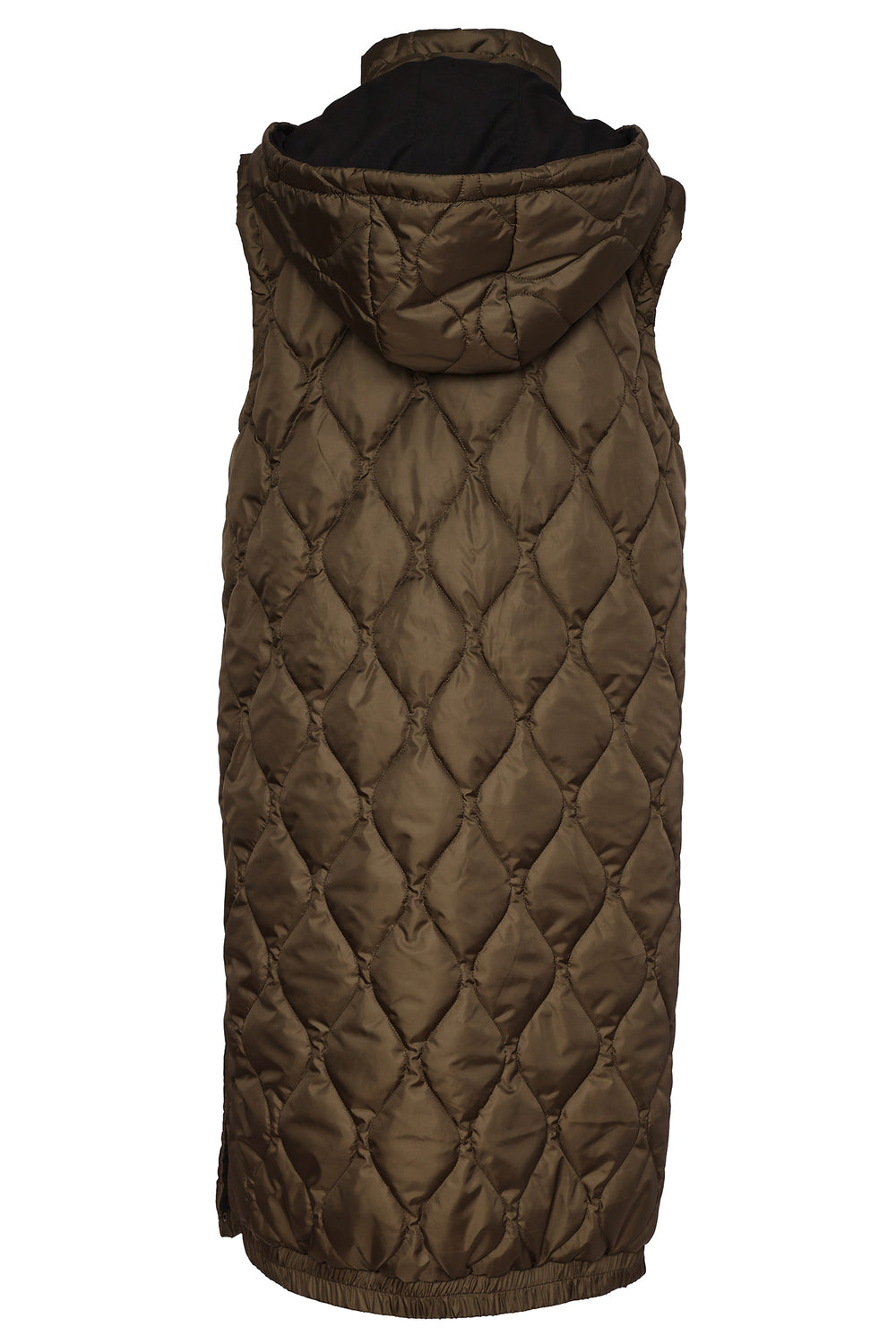 Naya Thyme Green Long Quilted Waistcoat, back