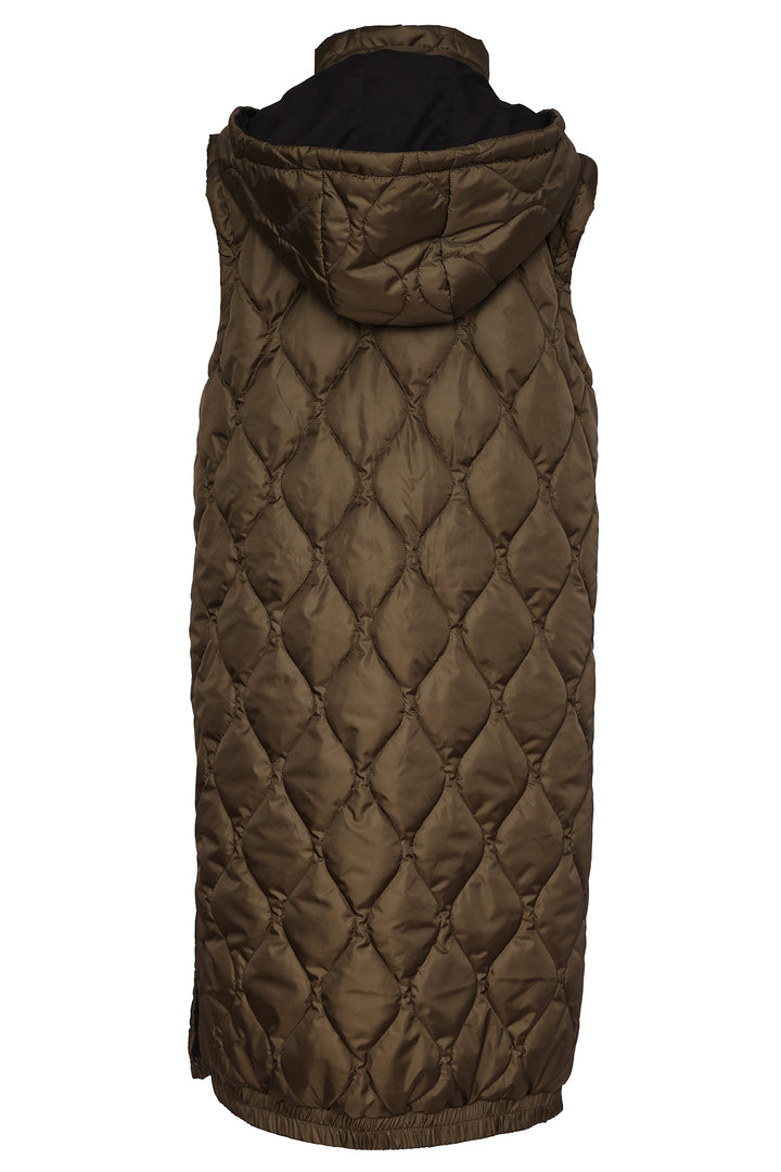 Naya Thyme Green Long Quilted Waistcoat, back