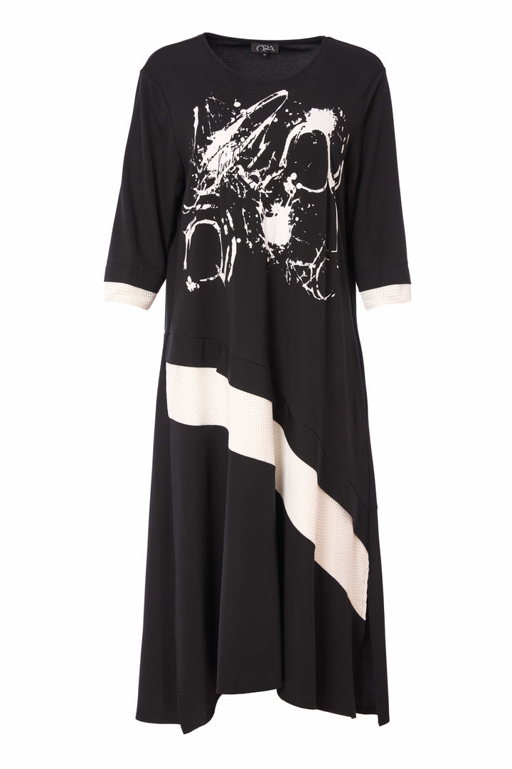Ora ORS25-130 Black White and Mesh Dress